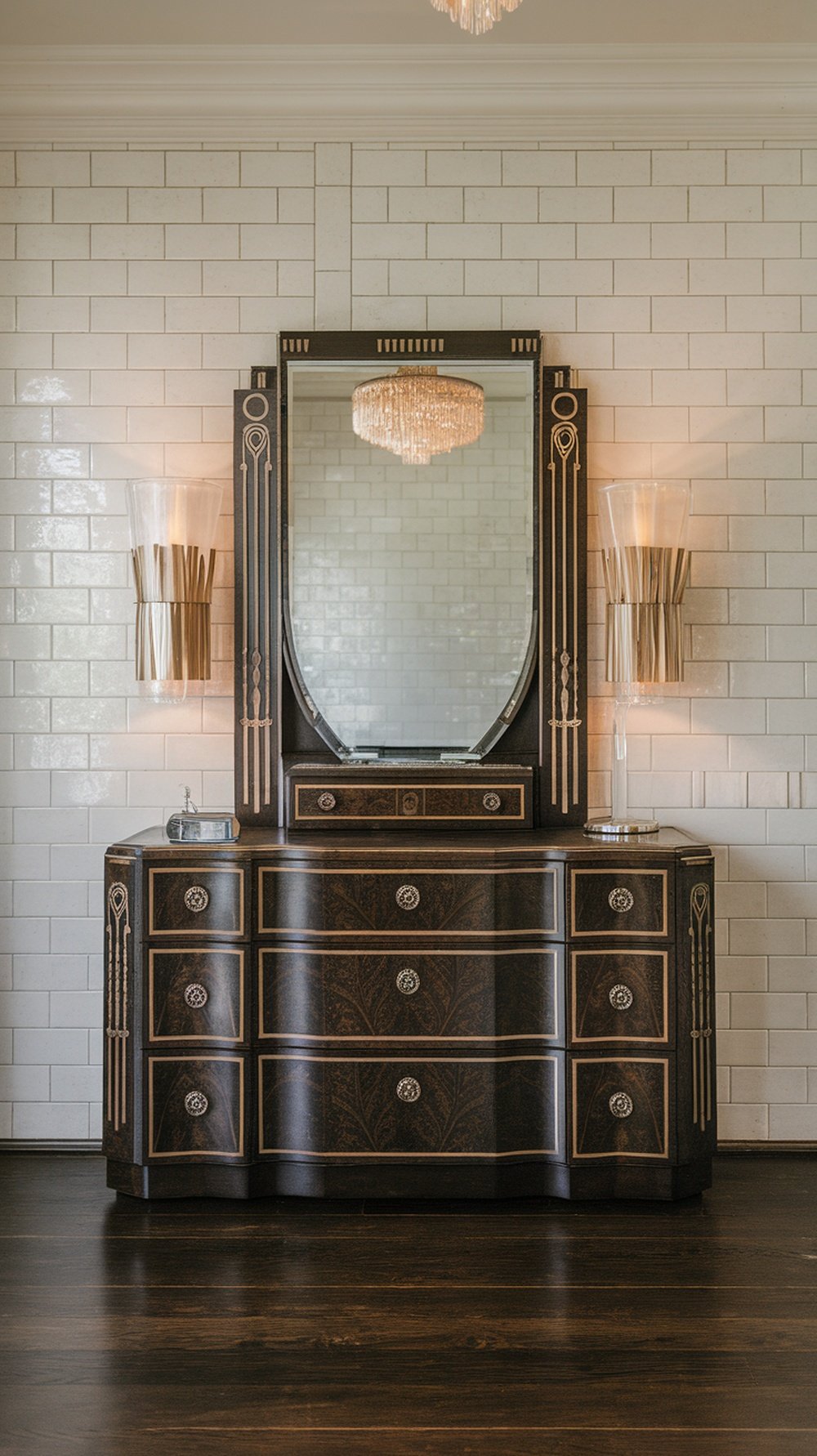 Art Deco style dresser with a mirror and elegant design