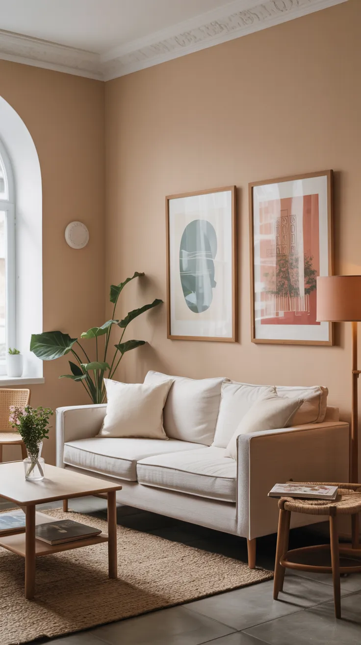 Sofa with exposed legs in small living room