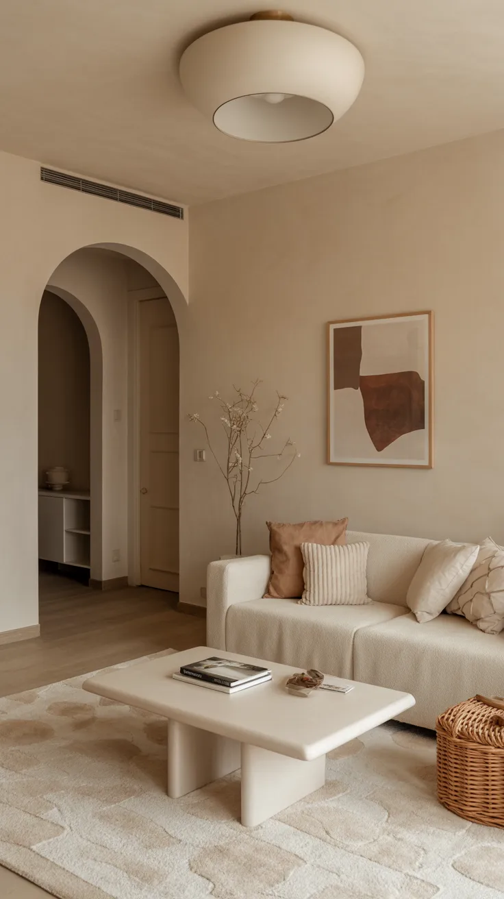 Minimalist living room with clear floor space