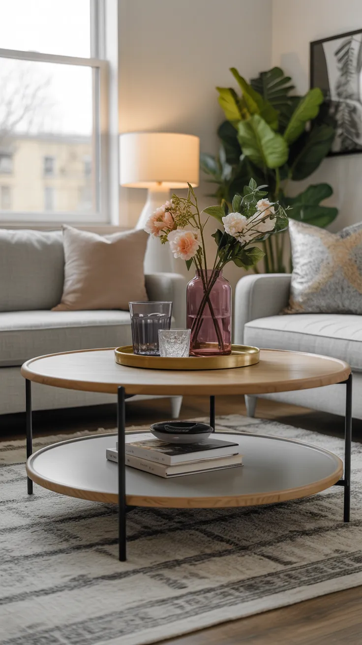 Styled coffee table with curated decor