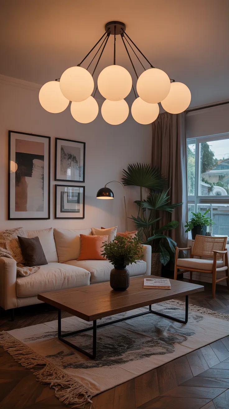 Layered lighting in living room