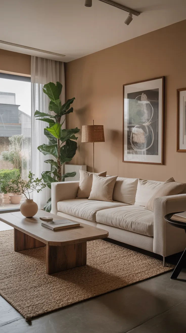 Low contrast living room with tones close together creating smooth blended harmonious look