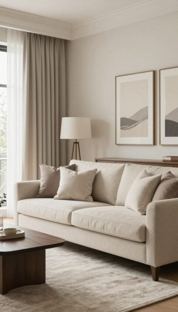 Living room with cohesive neutral palette