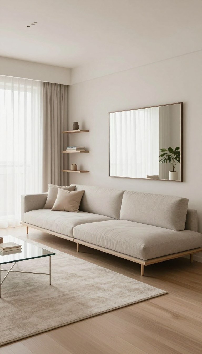 Small apartment living room with space-saving furniture and bright natural light