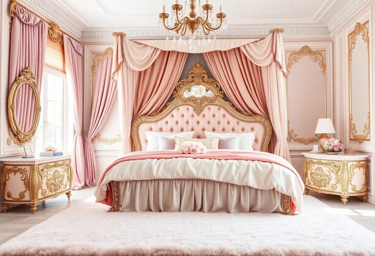 10 Pink Rococo Bedroom Ideas That Feel Soft, Romantic, and Luxurious