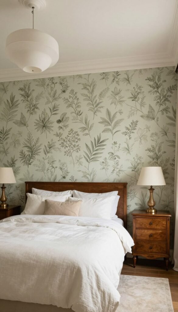 Small bedroom using Victorian bedroom wallpaper ideas