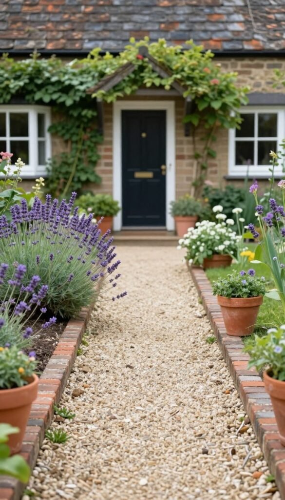 gravel path through an informal country front garden