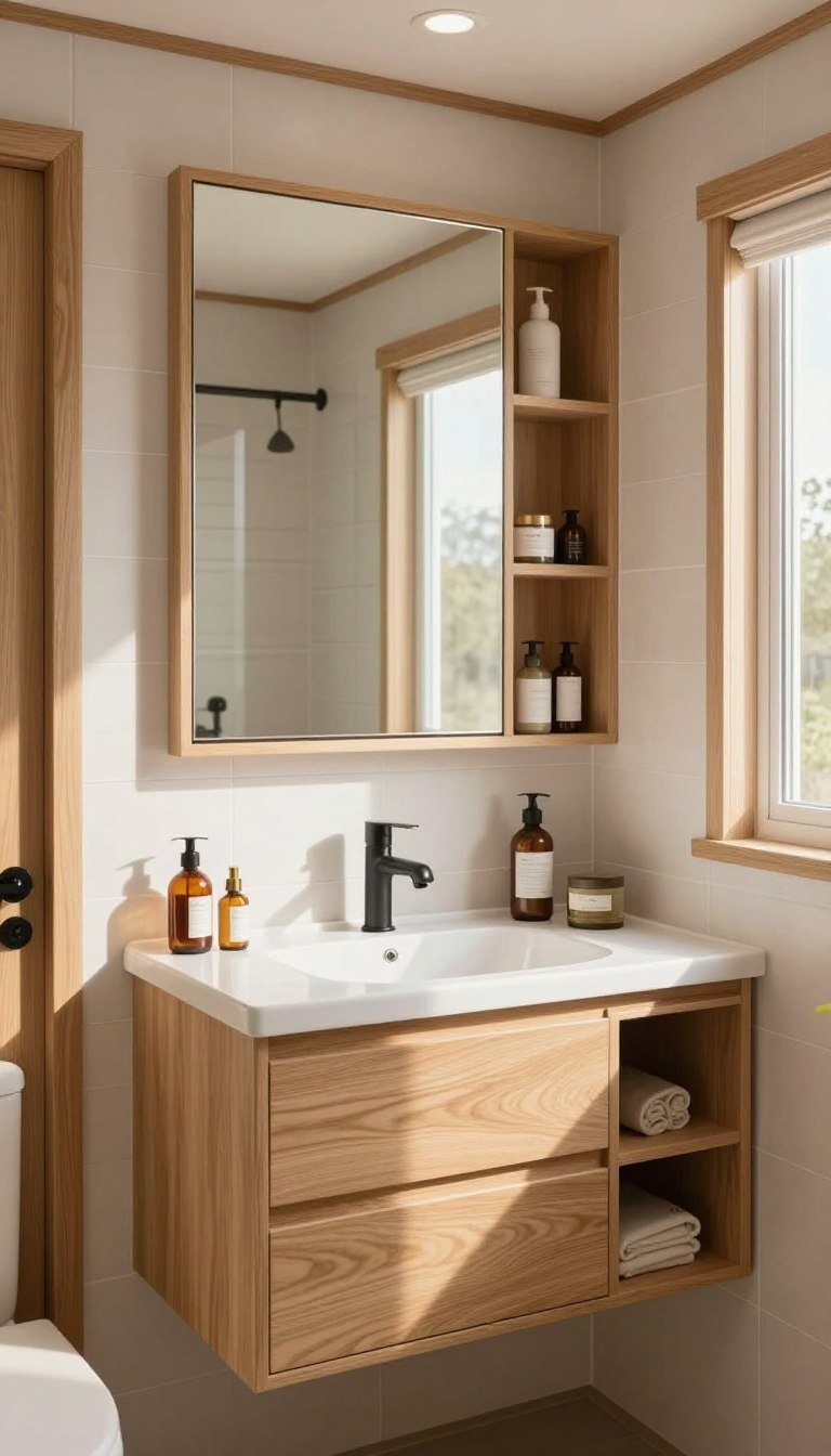 tiny house bathroom decor ideas in a bright compact bathroom