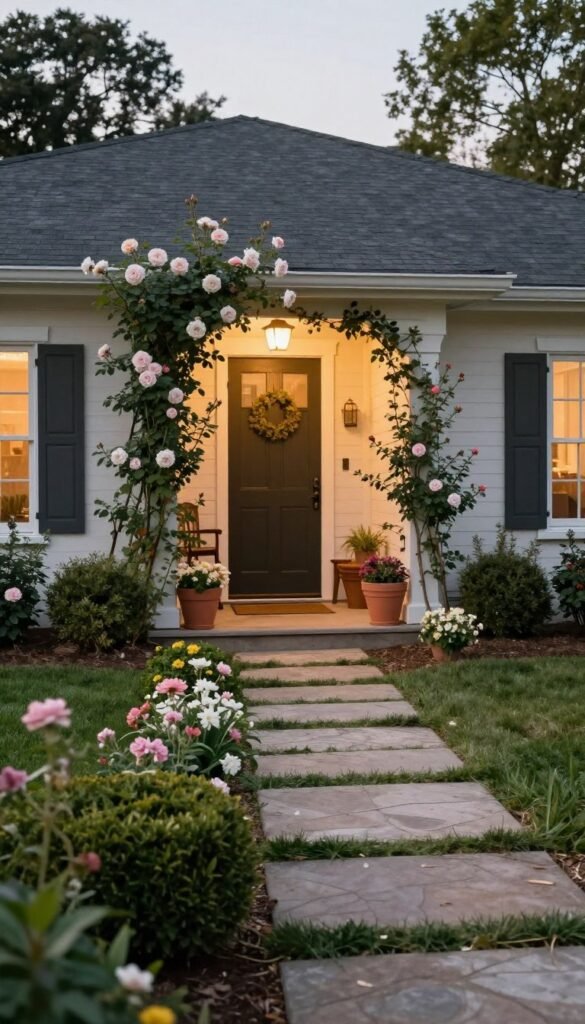 welcoming country front garden entrance with cottage charm
