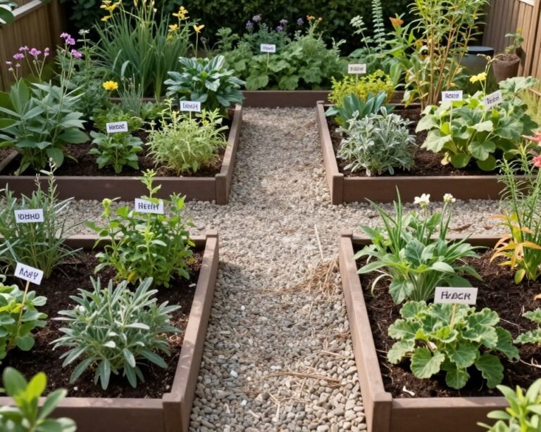 Four-square medicinal herb garden layout ideas