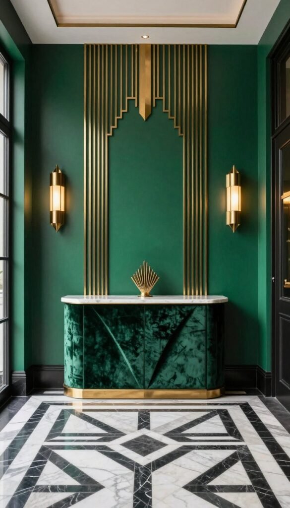 Full art deco statement entrance with geometric details