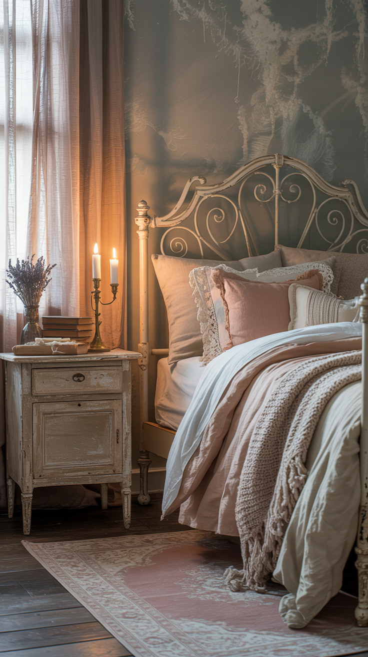 Grey Vintage Bedroom Ideas with soft dove grey walls