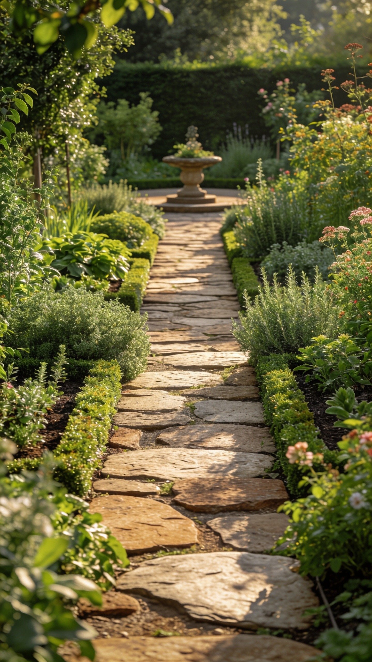 Central path herb garden layout