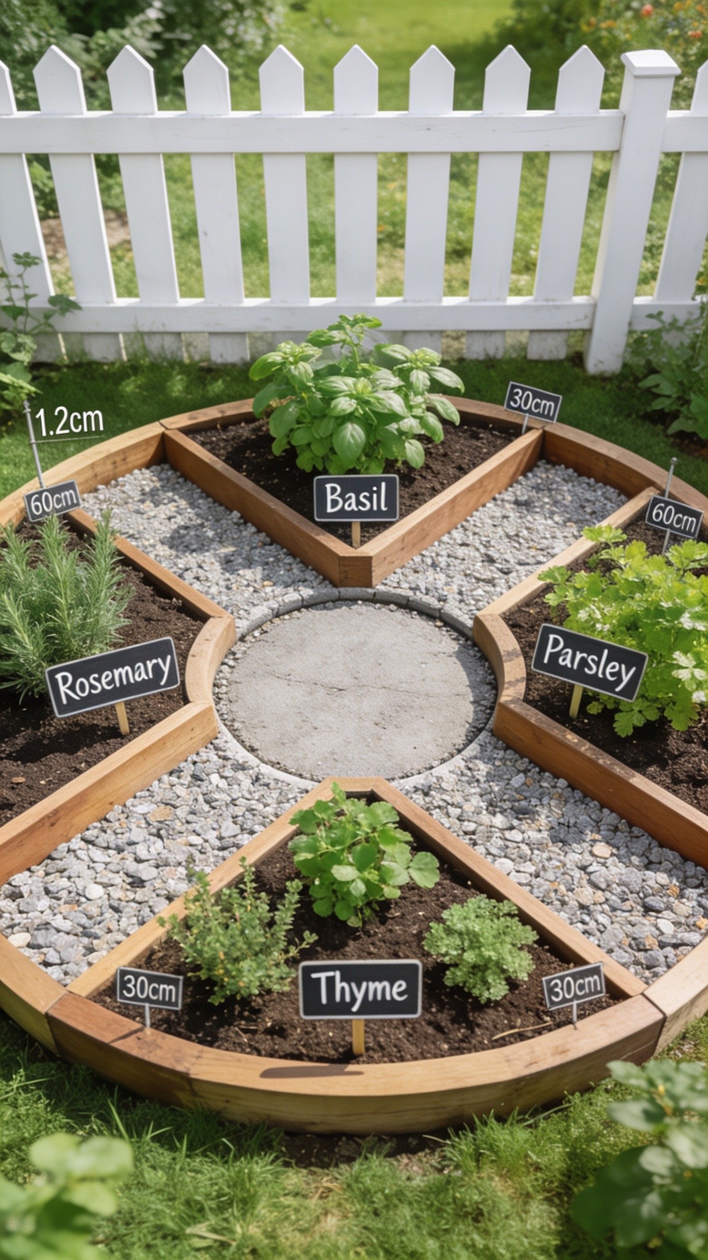 Keyhole herb garden layout for a small space