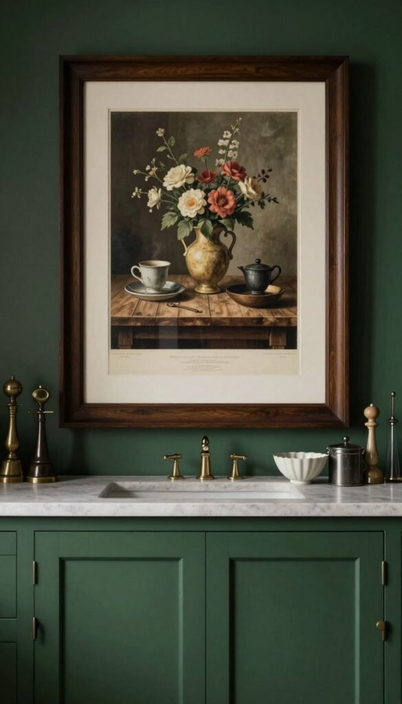 Oversized still-life print in a butler pantry